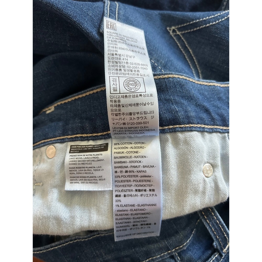 Levis Wedgie Straight Jeans Blue 31 High Rise Stretch Tapered Contrast Stitching - Picture 5 of 6